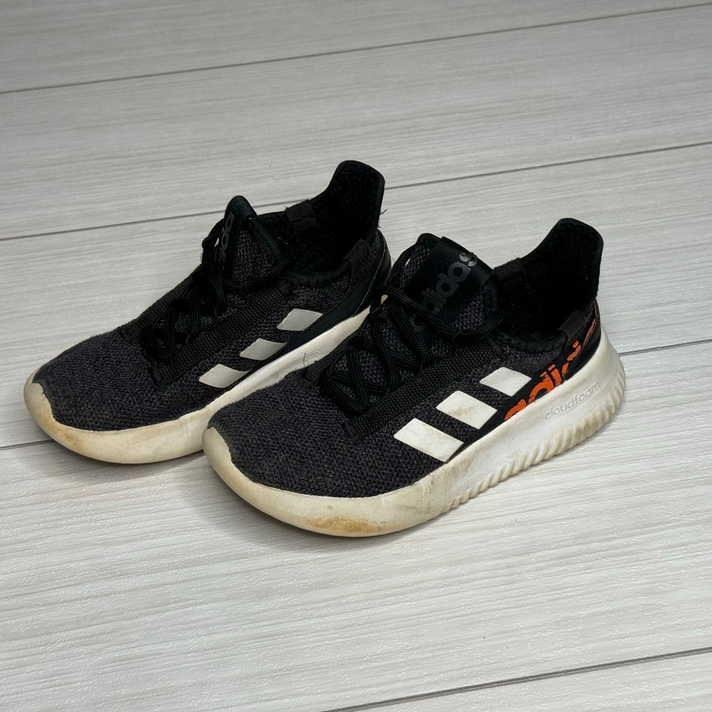 Adidas Cloudfoam‎ Athletic Shoes Kids Size 2 Black Orange Sneakers Active Sporty